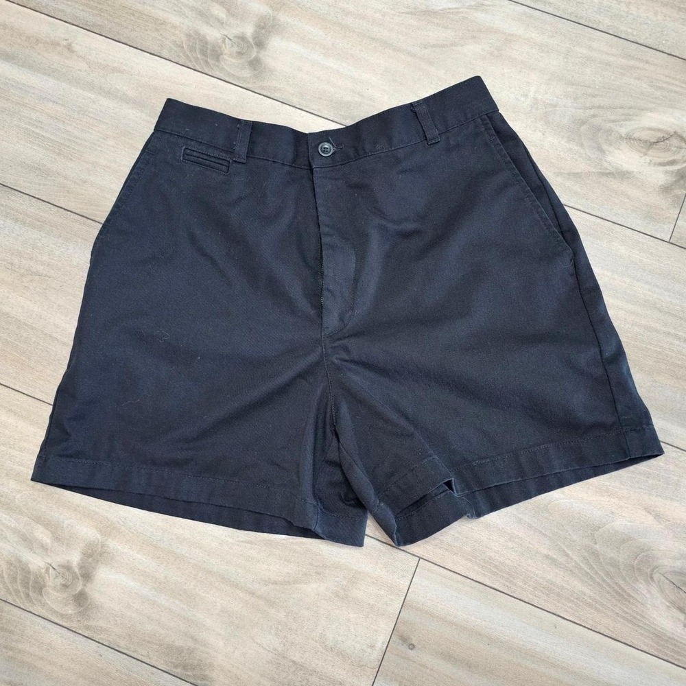Dockers Womens Chino Shorts Black Cotton Twill High Rise Casual Size 10